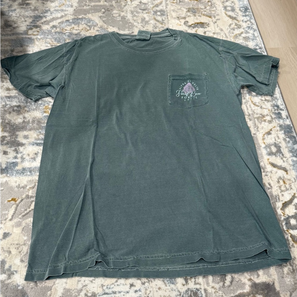 Alpha Xi Delta Formal Comfort Colors Short Sleeve Pocket Tee in Washed Green